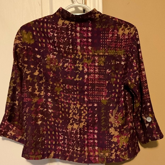 Ruby Rd. Women’s 3/4 sleeve Purple and Green Button Down Blouse Size 8P. - Picture 2 of 6